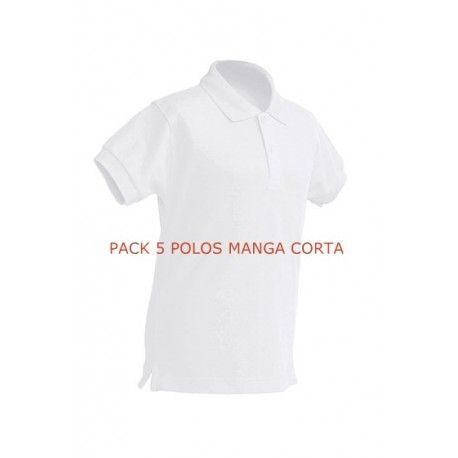 PACK 5 POLOS MANGA CORTA BLANCOS