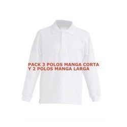 PACK CINCO POLOS (3 MANGA CORTA Y 2 MANGA LARGA)