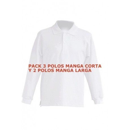 PACK CINCO POLOS (3 MANGA CORTA Y 2 MANGA LARGA)
